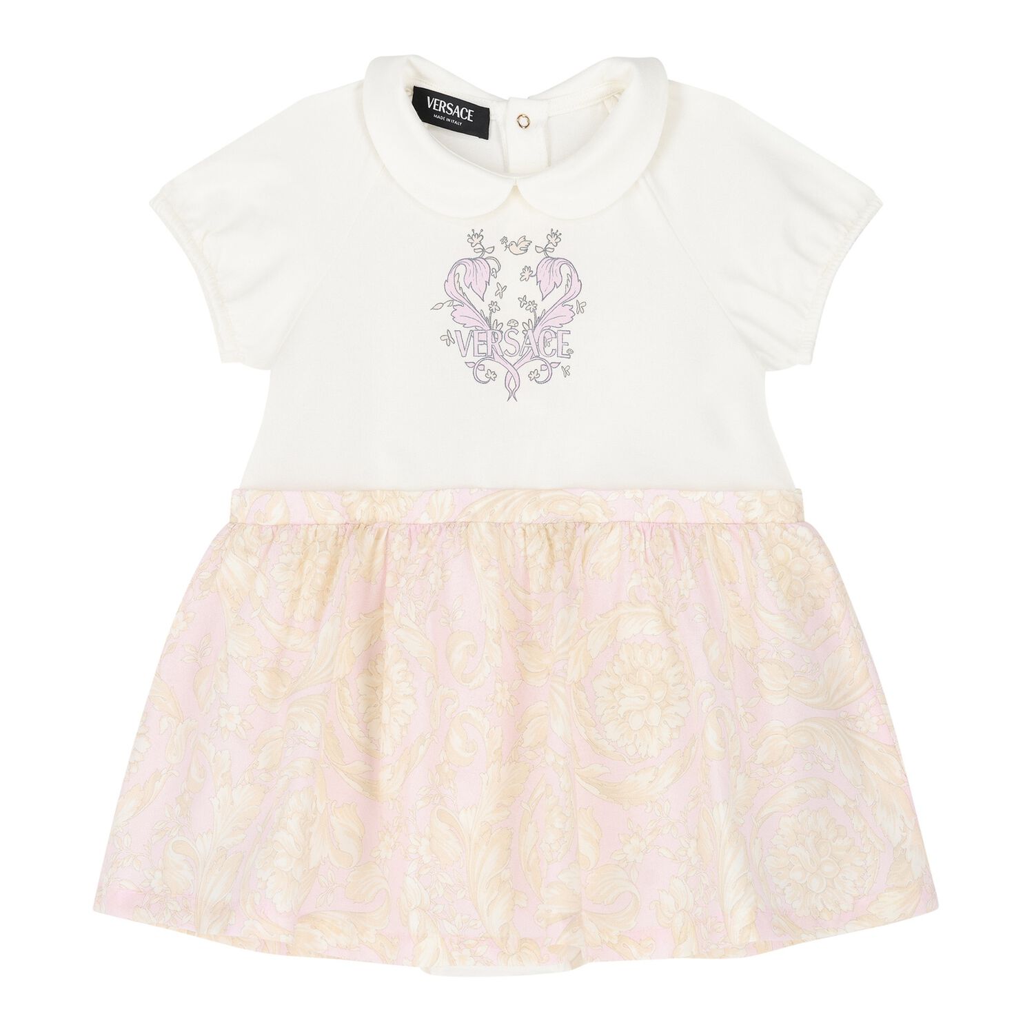 Baby Girls Ivory & Pink Barocco Dress, 1, hi-res