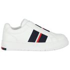 Boys White Logo Leather Trainers, 1, hi-res