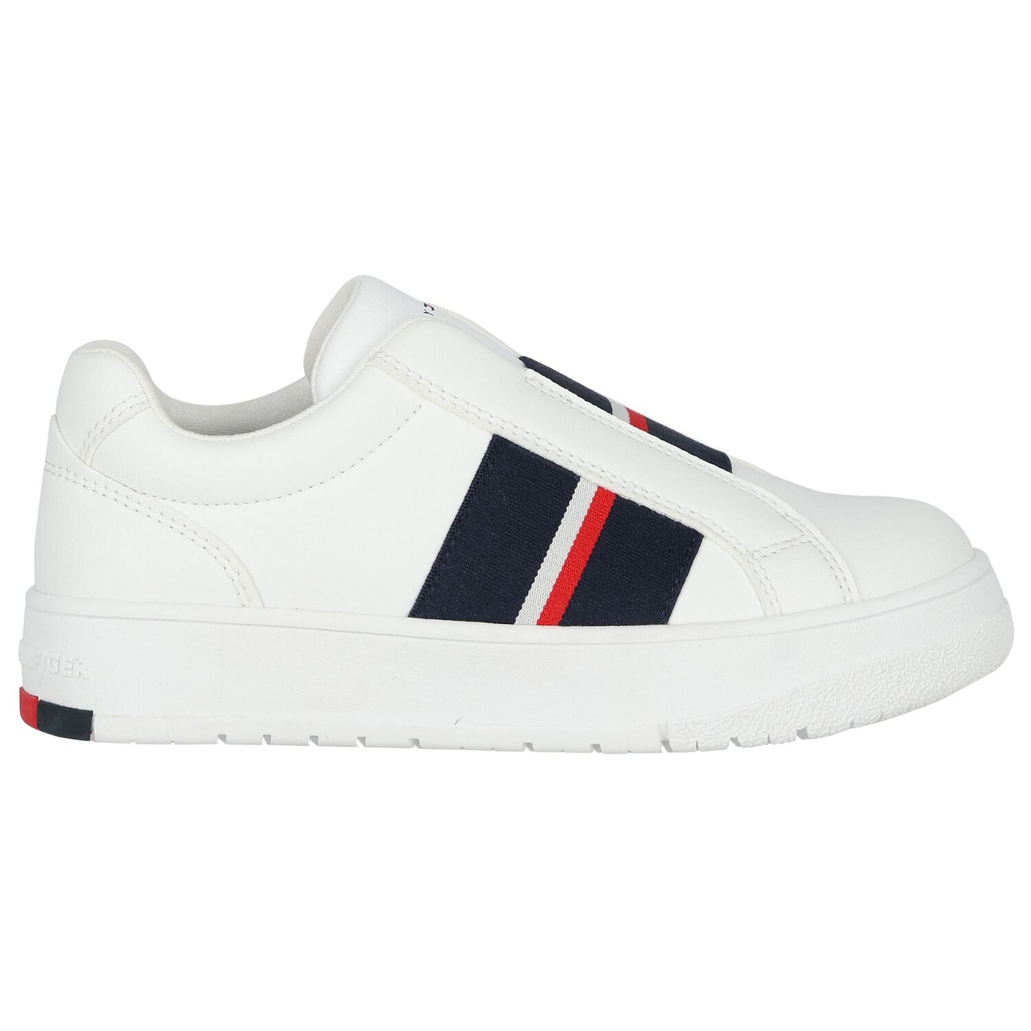 Boys White Logo Leather Trainers, 1, hi-res