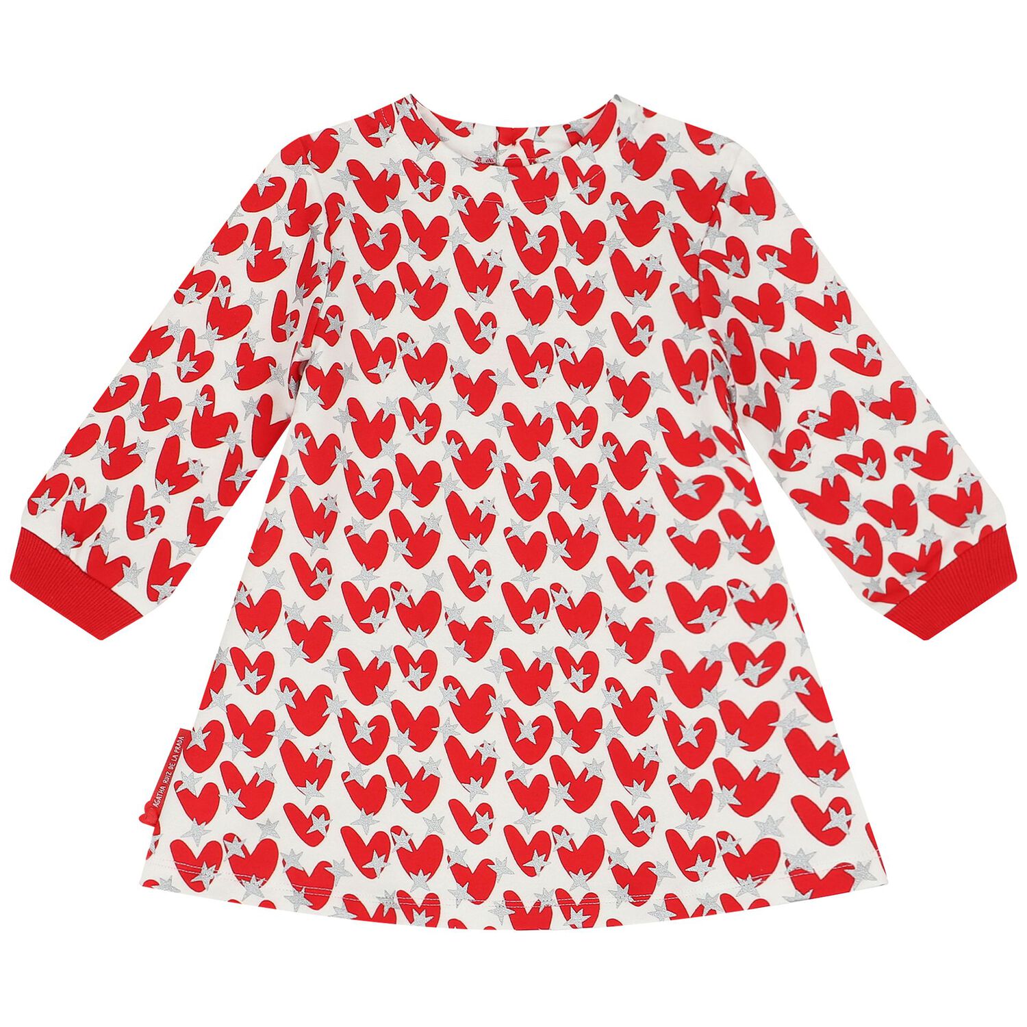 Girls Ivory & Red Hearts Dress Set, 1, hi-res