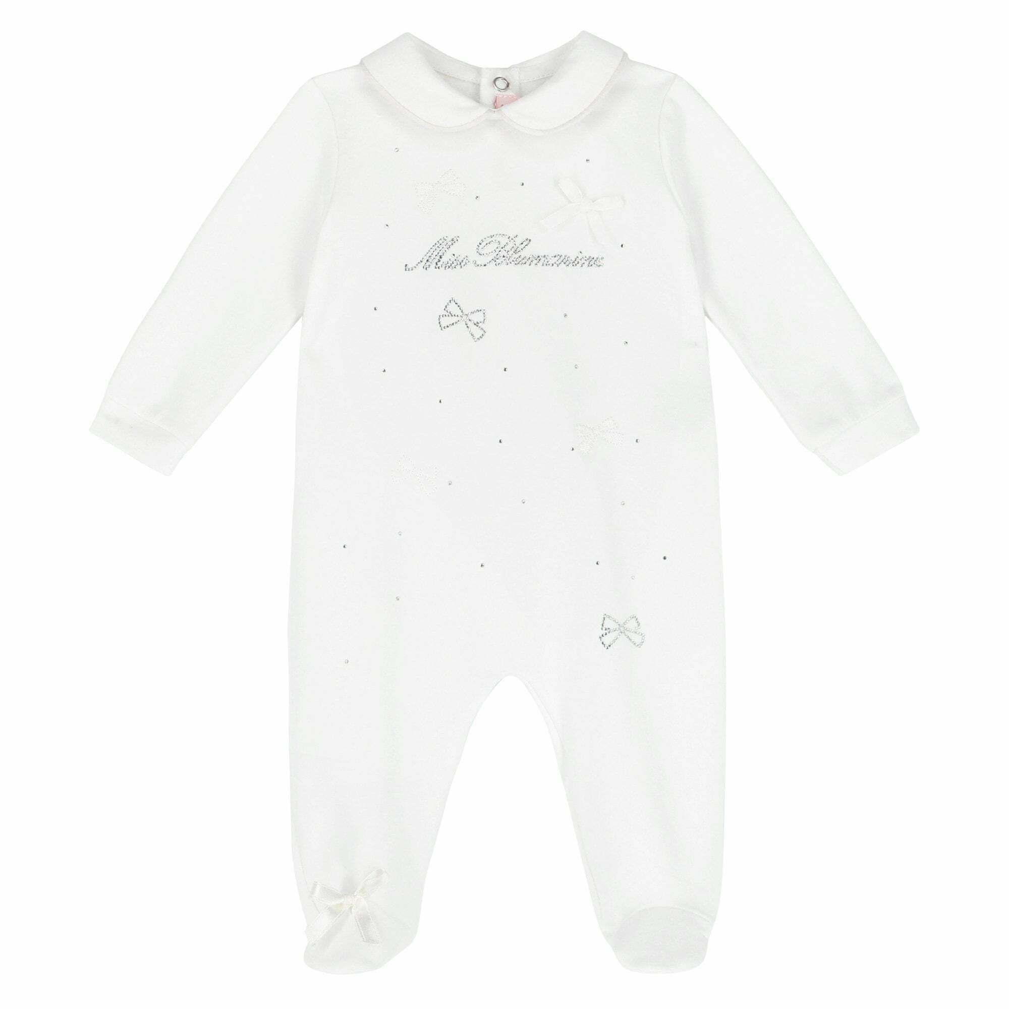 Miss Blumarine Baby Girls White Embellished Babygrow Junior Couture UK