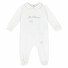 Baby Girls White Embellished Babygrow , 2, hi-res