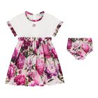 Baby Girls White & Pink Peony Dress Set, 1, hi-res