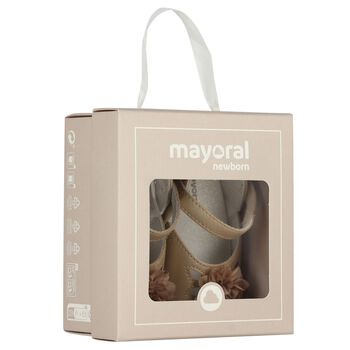 Baby Girls Beige Flower Pre Walker Shoes