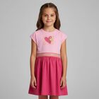 Girls Pink Logo Heart Dress, 2, hi-res