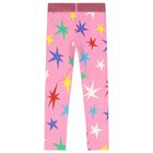 Girls Pink Stars Leggings, 1, hi-res
