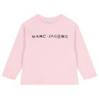 Girls Pink Logo Long Sleeve Top, 1, hi-res