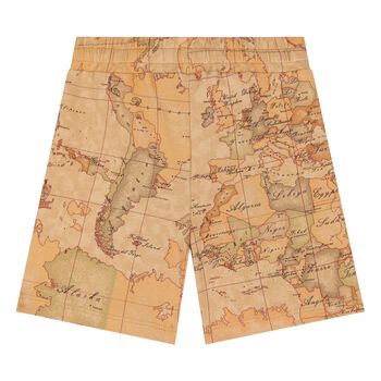 Boys Beige Geo Map Shorts