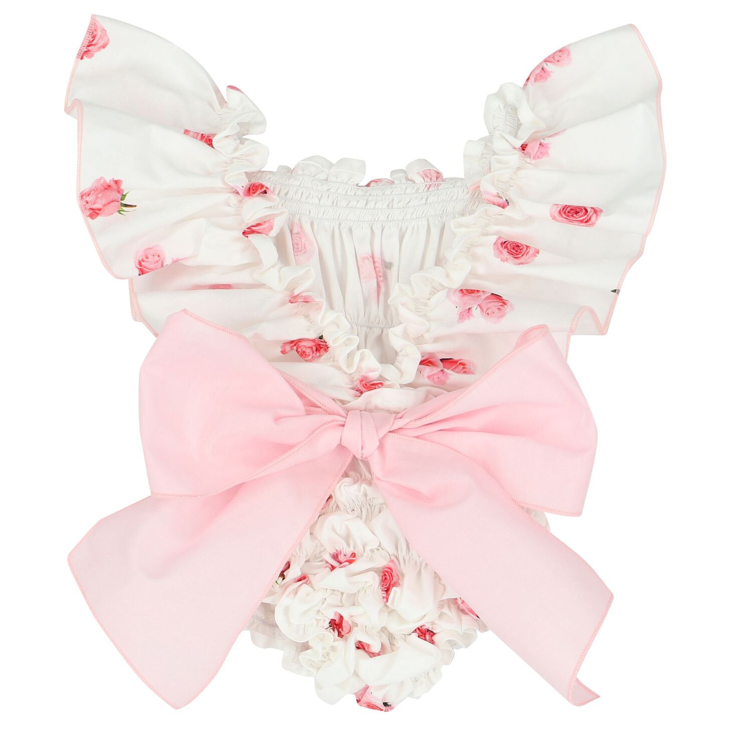 Baby Girls White & Roses Swimsuit, 1, hi-res