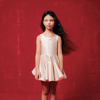 Girls Pink Embellished Logo Dress, 1 Girls Pink Embellished Logo Dress