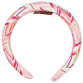 Girls White & Pink Zigzag Headband