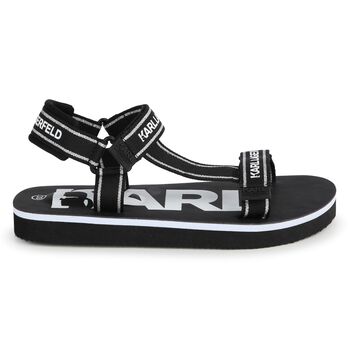 Girls Black & White Logo Sandals