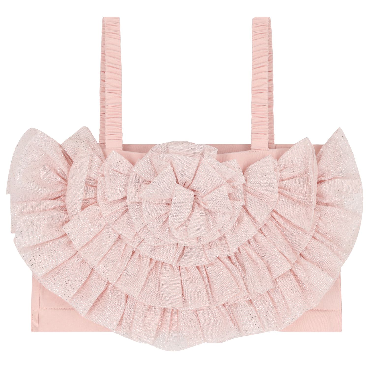 Girls Pink Glitter Tulle Top, 1, hi-res