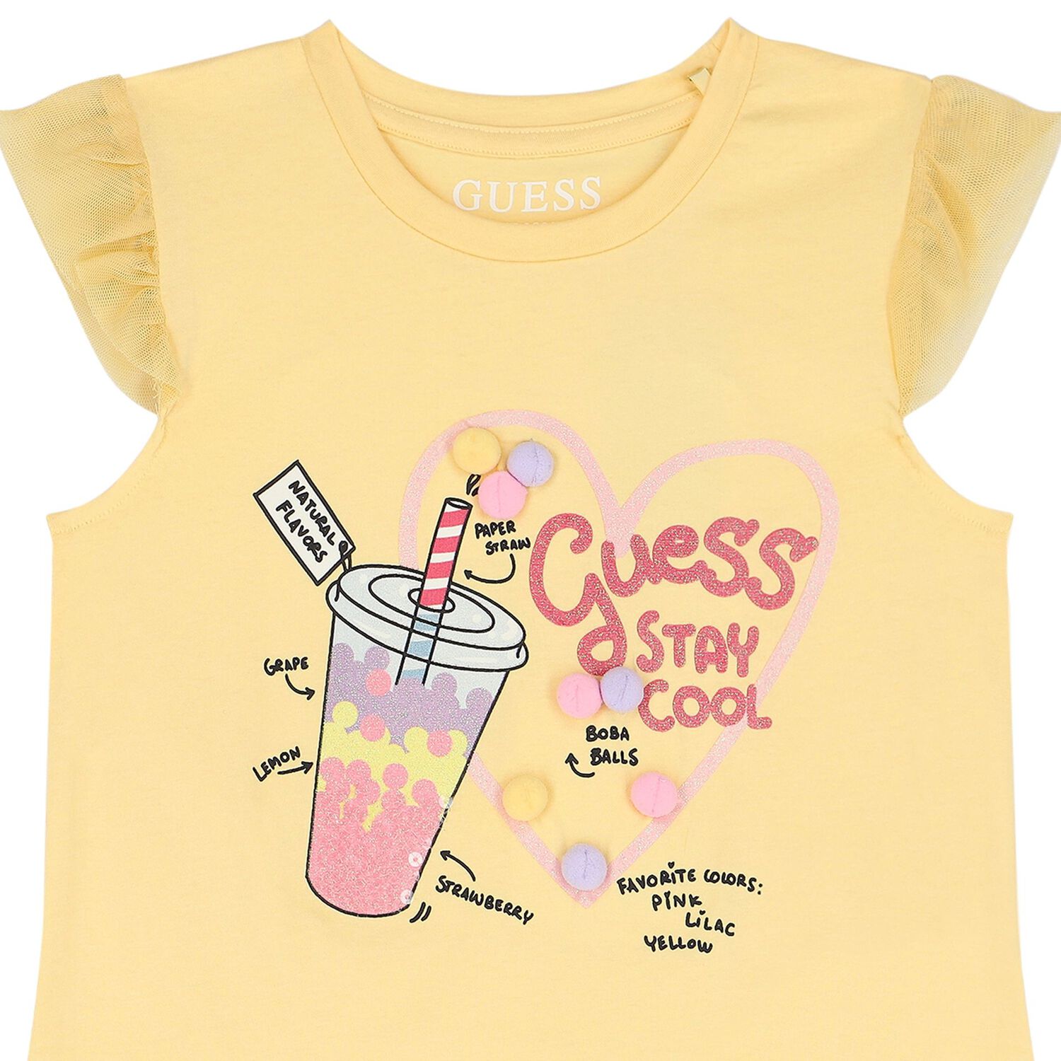 Girls Yellow 'Stay Cool' T-Shirt, 1, hi-res