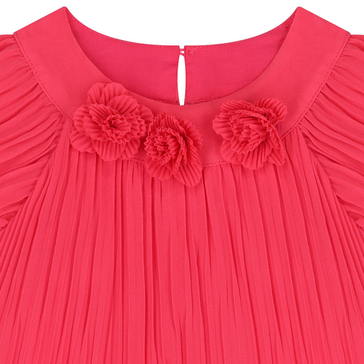 Younger Girls Pink Pleated Chiffon Dress, 1, hi-res