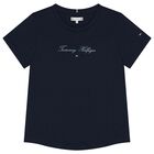 Girls Navy Blue Logo T-Shirt, 1, hi-res