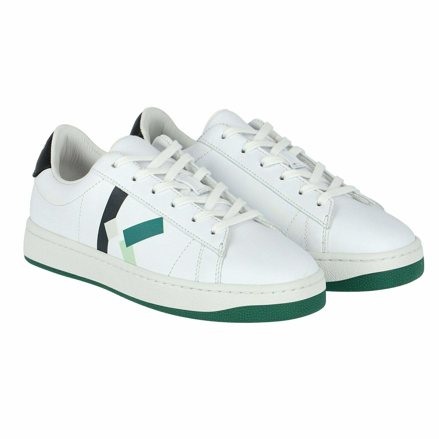 White Leather Logo Trainers, 1, hi-res