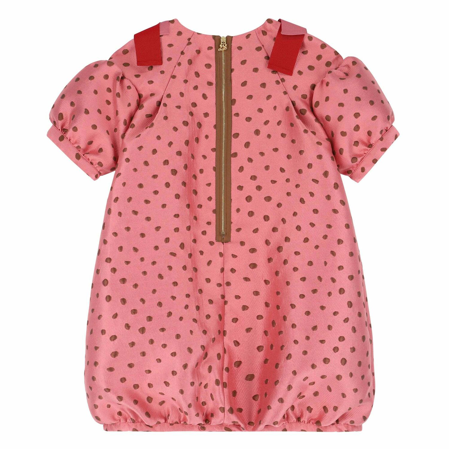 Girls Pink Polka Dot Print Dress, 1, hi-res
