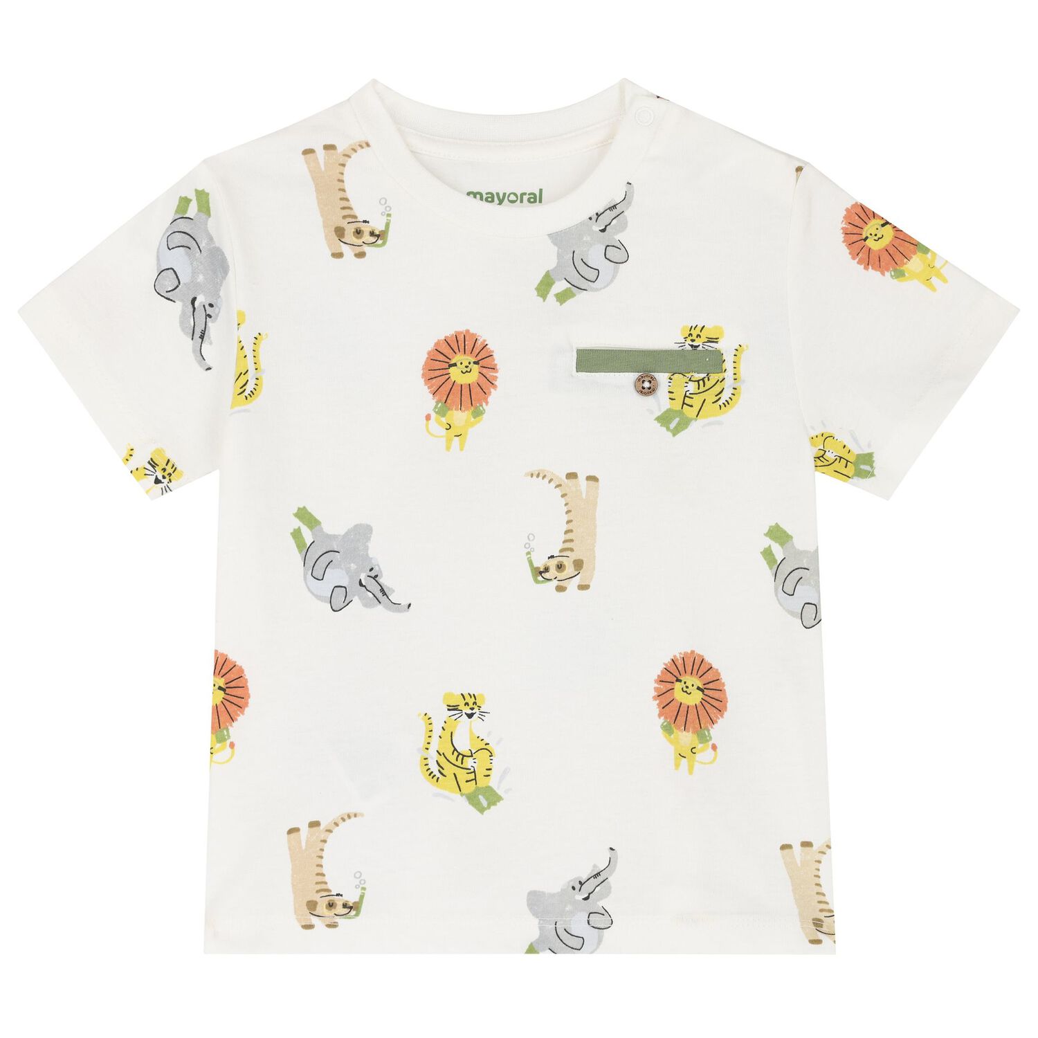 Younger Boys Ivory, Green & Yellow Shorts Set, 3, hi-res