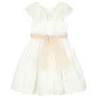 Girls Ivory Embroidered Dress, 1, hi-res