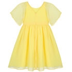 Girls Yellow Chiffon Dress, 1, hi-res