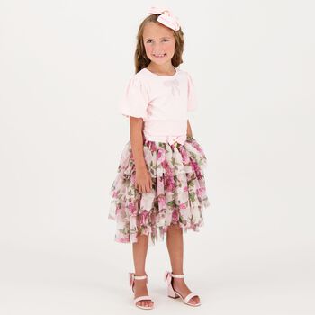 Girls Pink Embellished T-Shirt