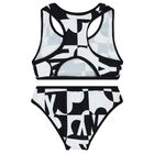 Girls Black & White Logo Bikini, 1, hi-res