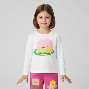 Younger Girls White Jelly Long Sleeve Top