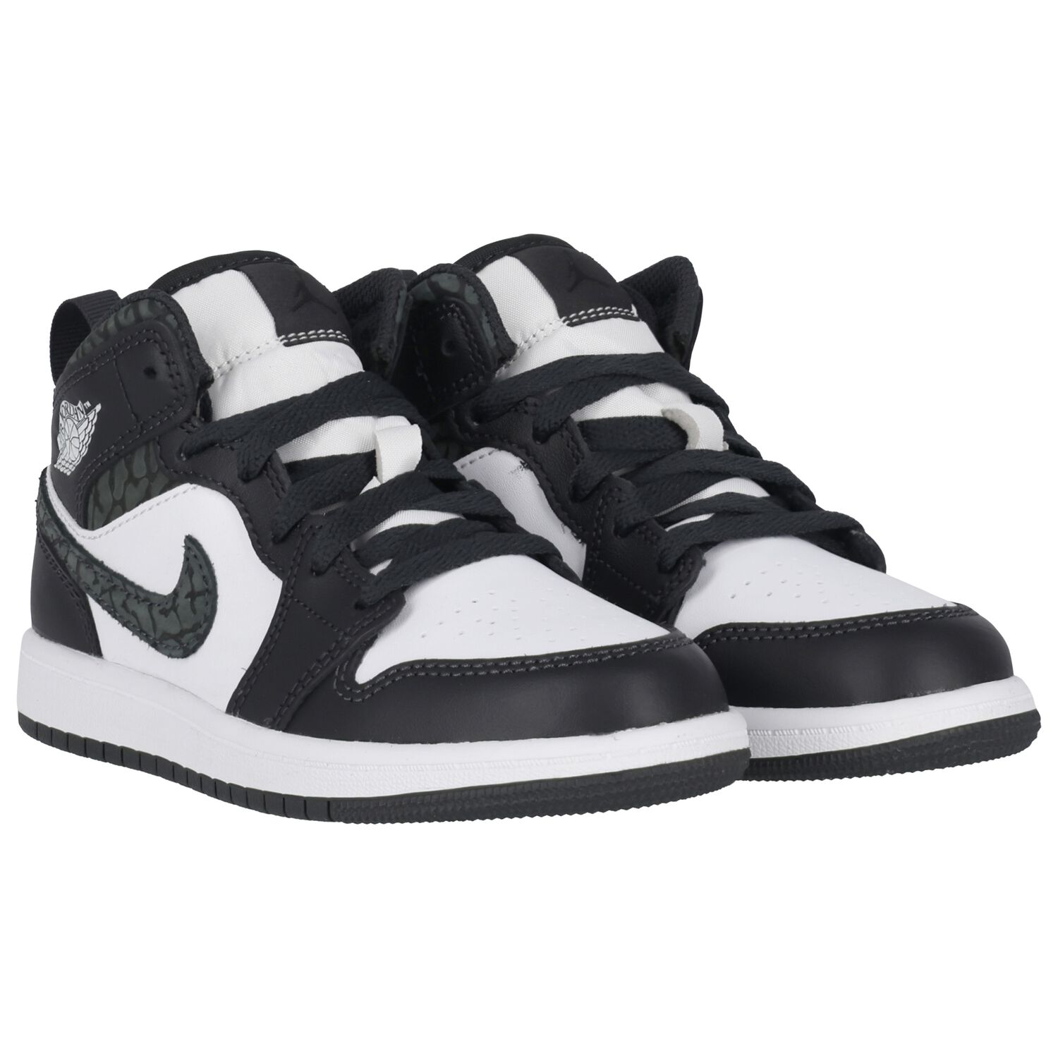 Black, Green & White Air Jordan 1 Mid Trainers, 1, hi-res