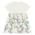 Younger Girls Ivory Butterflies Logo Dress, 1, hi-res