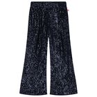 Girls Navy Blue Sequin Trousers, 1, hi-res