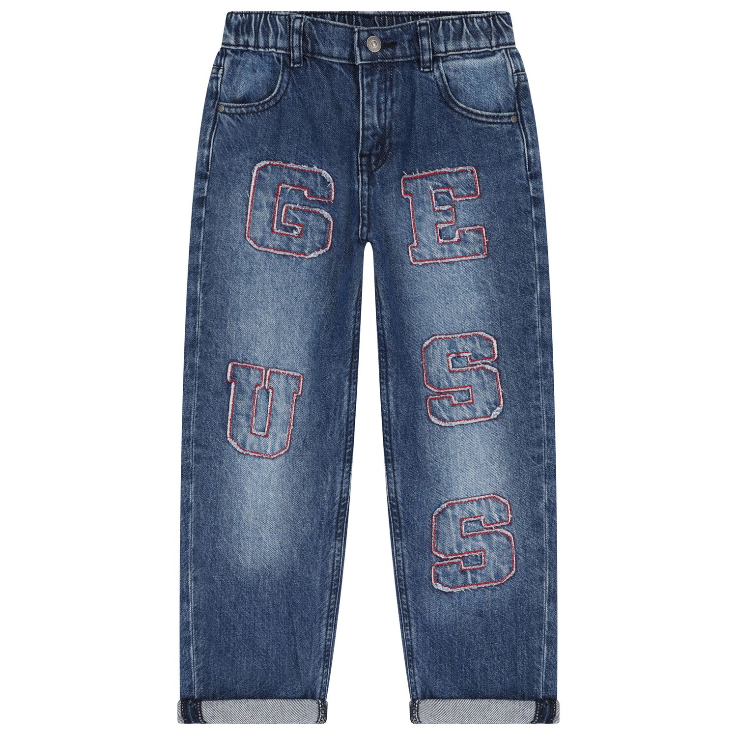 Boys Blue Denim Logo Jeans, 1, hi-res