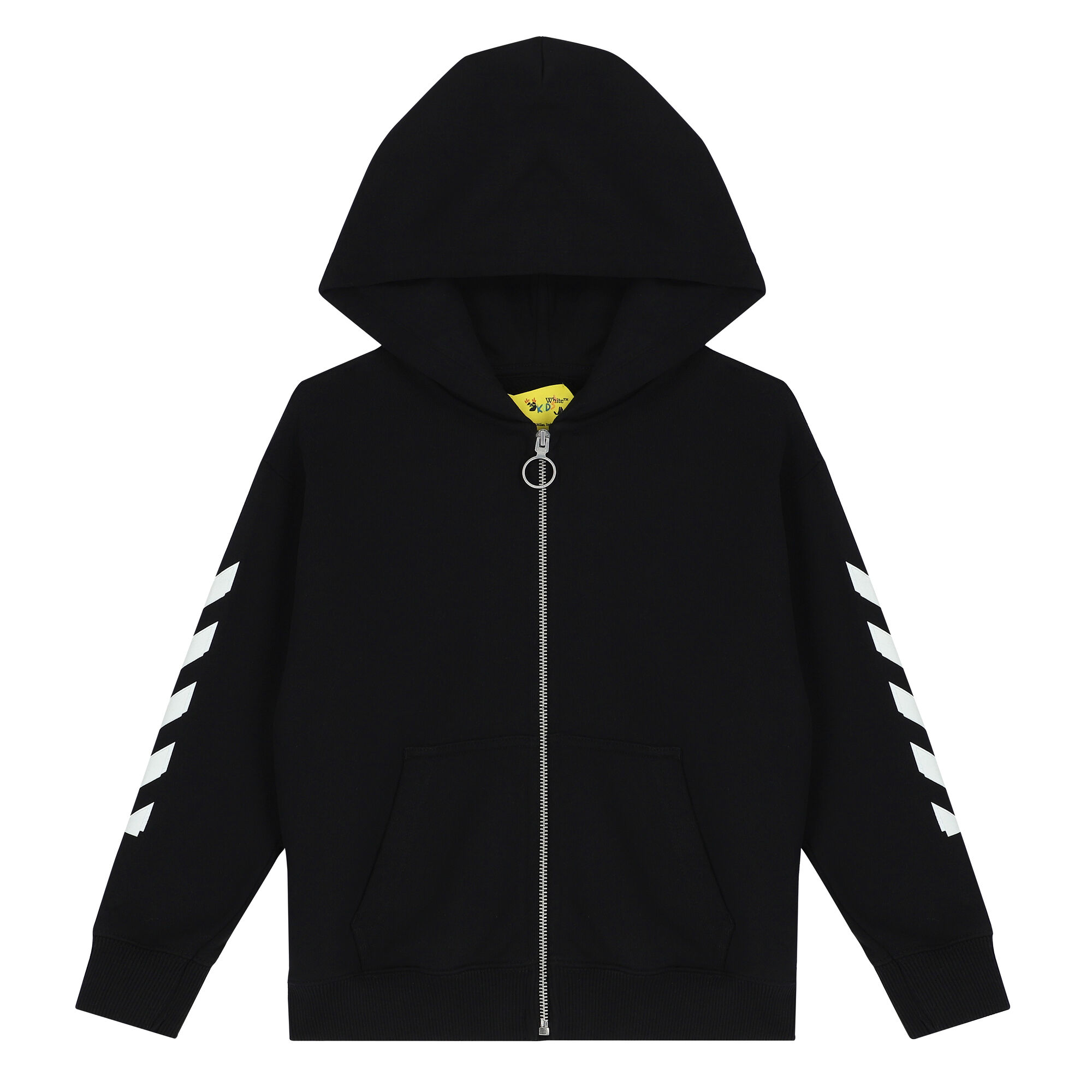 Off White Black Logo Hooded Zip Up Top Junior Couture UK