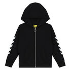 Black Logo Hooded Zip Up Top, 1, hi-res