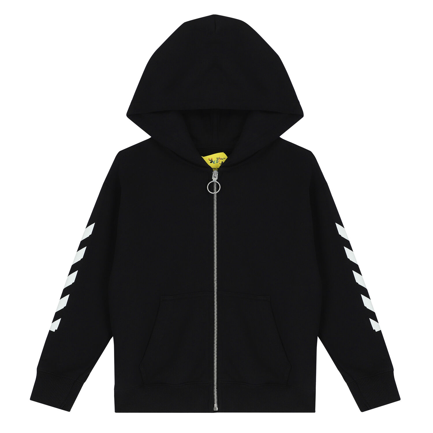 Black Logo Hooded Zip Up Top, 1, hi-res