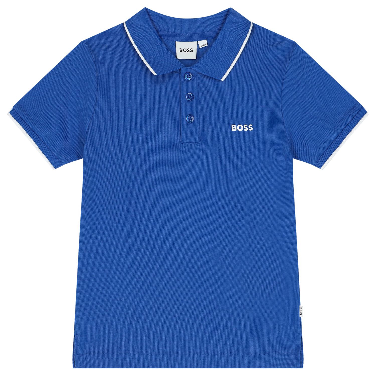 Boys Blue Logo Polo Shirt, 3, hi-res