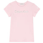 Girls Pink & Silver Logo T-Shirt, 2, hi-res