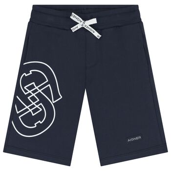 Boys Navy Blue Logo Shorts