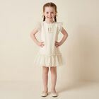 Younger Girls Beige & Gold Ruffled Dress, 1, hi-res