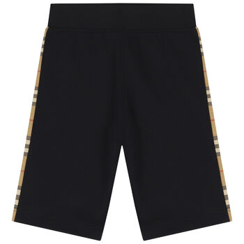 Boys Black & Beige Check Shorts