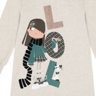 Girls Beige Hooded Sweatshirt Dress, 1, hi-res