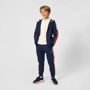 Boys Navy Blue Logo Hooded Zip Up Top