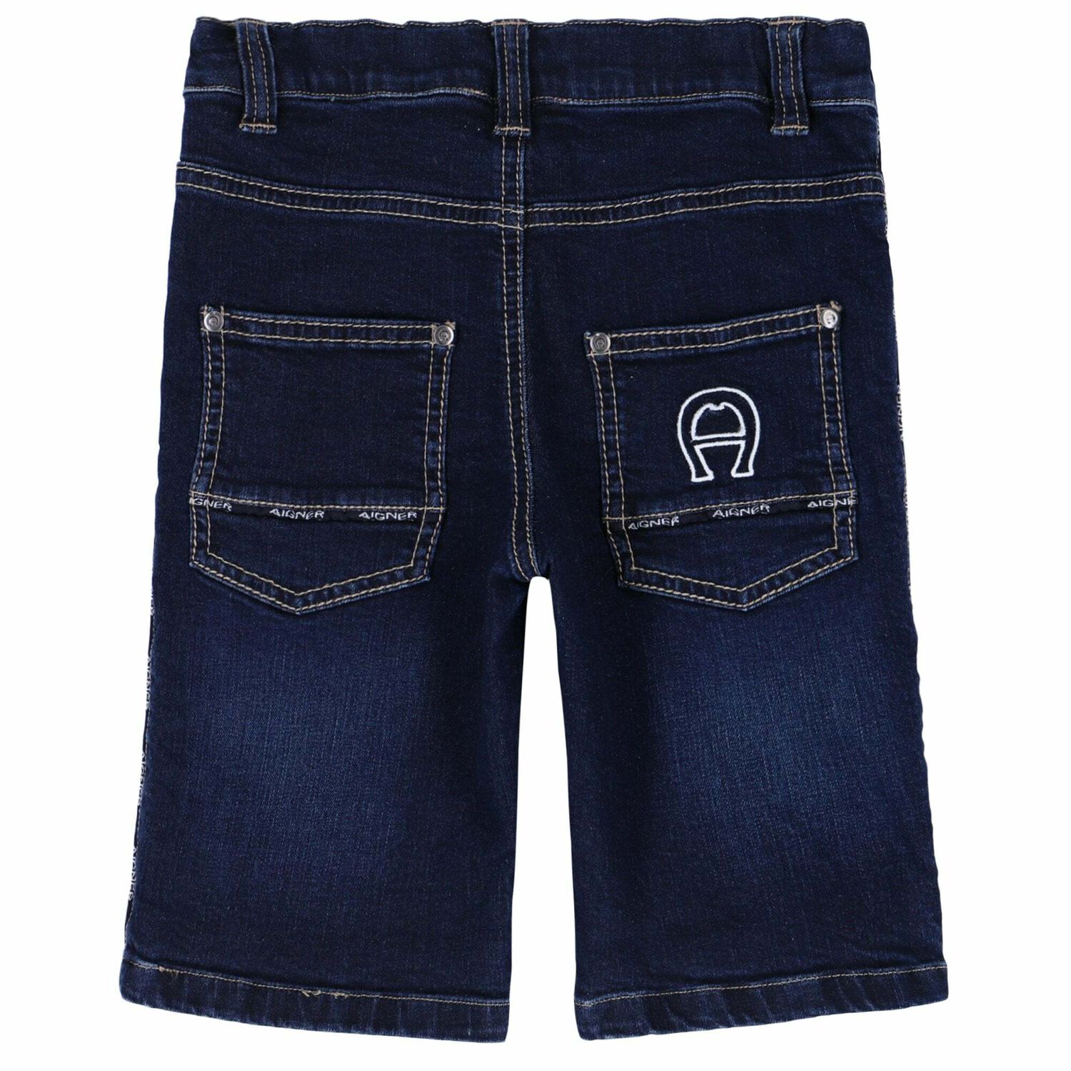 Boys Blue Denim Logo Shorts, 1, hi-res