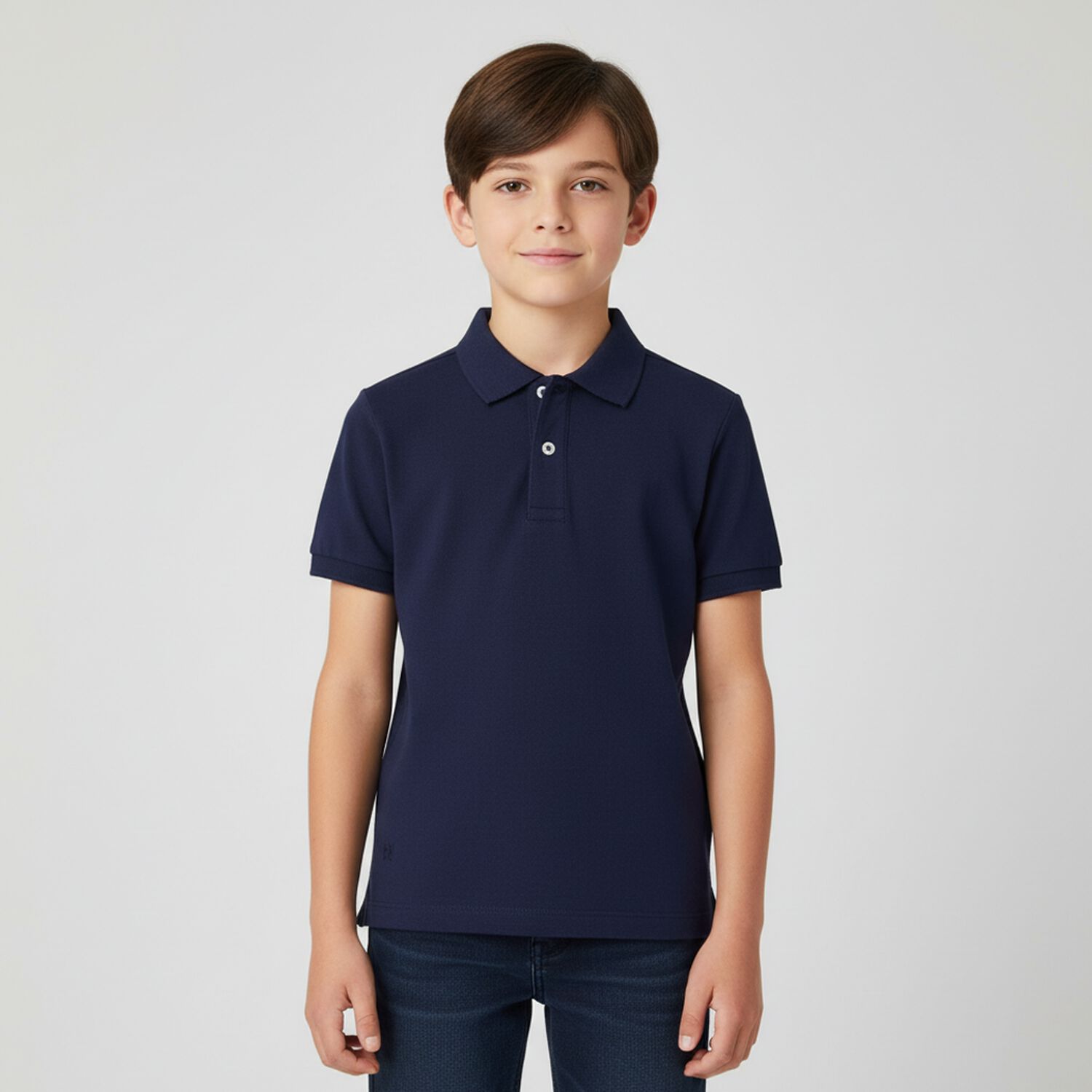 Boys Navy Cotton Polo Shirt, 4, hi-res image number null