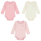Baby Girls Pink & Ivory Logo Bodsuits (3-Pack), 1, hi-res