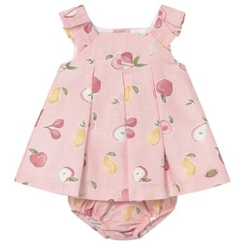 Baby Girls Pink Fruits Dress Set
