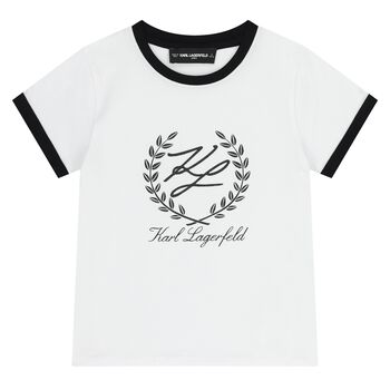 Girls White & Black Logo T-Shirt