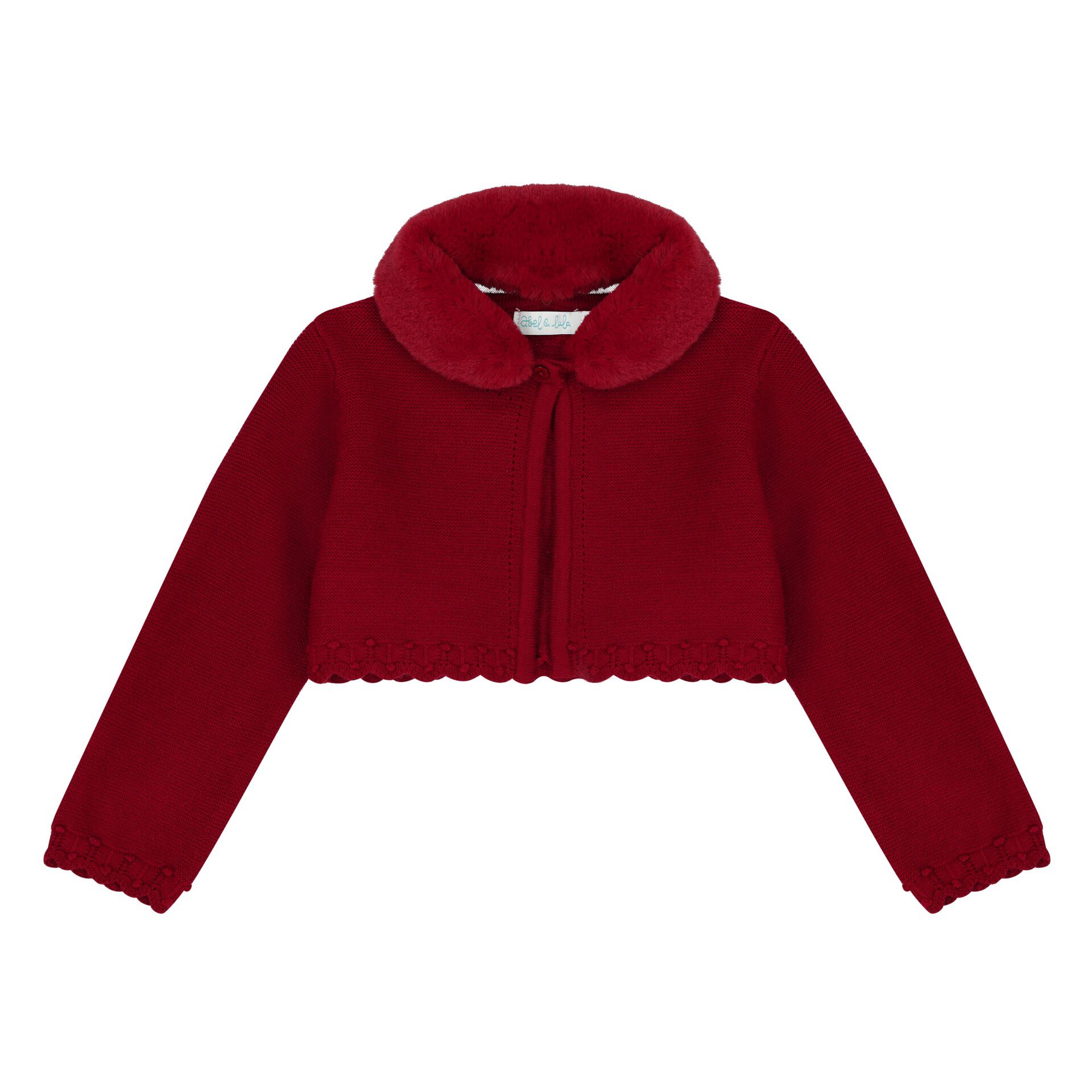 Red fur cardigan hot sale