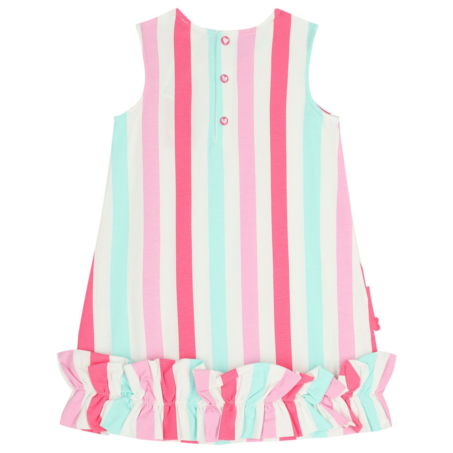 Girls Multi-Coloured Striped Dress, 1, hi-res