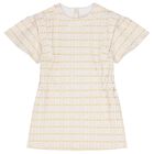 Girls Ivory & Gold Logo Dress, 1, hi-res